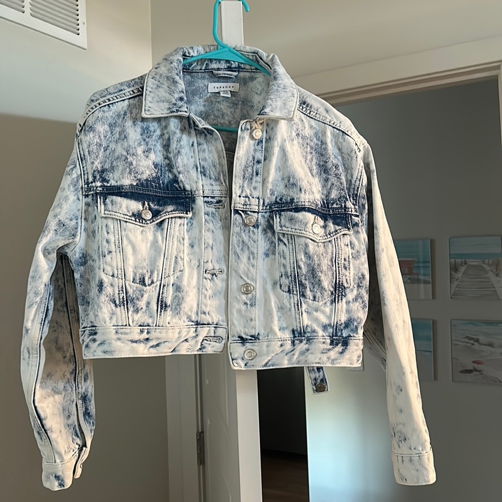 Topshop Acid Wash Denim Jacket Size 6